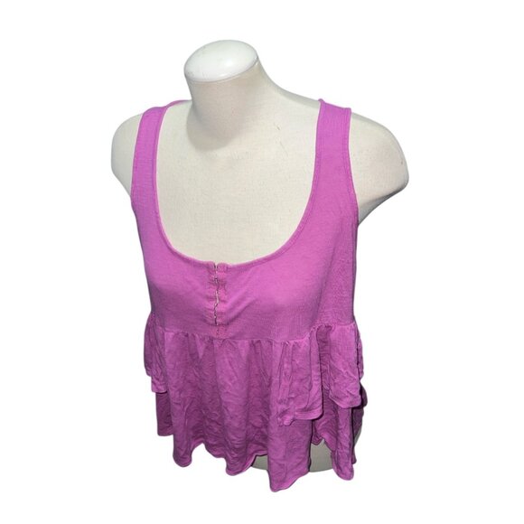 Xhilaration Womens Sleeveless Pink Ruffled Scoop Neck Tank Top Sz Large Purple - Picture 7 of 11